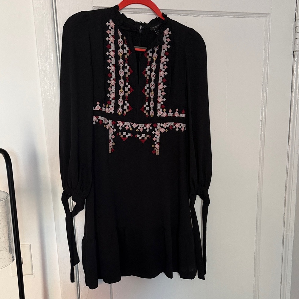 Ann Taylor Black Mini Dress with Pink and Red Accents